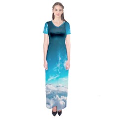 Landscape Sky Clouds Hd Wallpaper Short Sleeve Maxi Dress by artworkshop