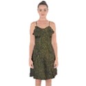 Green Grunge Background Ruffle Detail Chiffon Dress View1