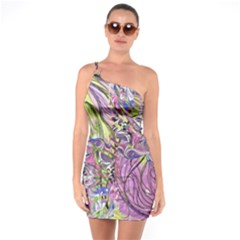 Abstract Intarsio One Soulder Bodycon Dress by kaleidomarblingart