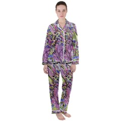 Abstract Intarsio Women s Long Sleeve Satin Pajamas Set	 by kaleidomarblingart