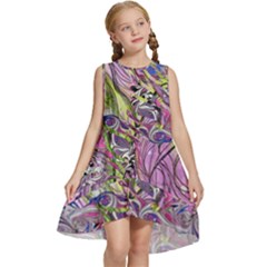 Abstract Intarsio Kids  Frill Swing Dress by kaleidomarblingart