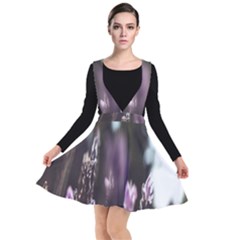 Purple Flower Pattern Plunge Pinafore Dress by artworkshop