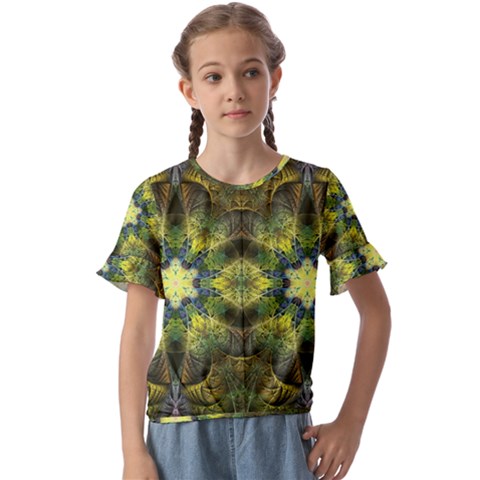 Fractal-fantasy-design-background- Kids  Cuff Sleeve Scrunch Bottom Tee by Vaneshart