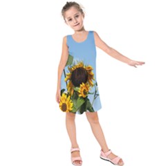 Sunflower Flower Yellow Kids  Sleeveless Dress by artworkshop