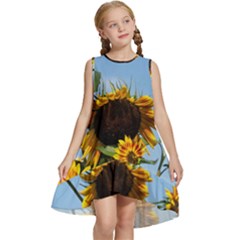 Sunflower Flower Yellow Kids  Frill Swing Dress by artworkshop