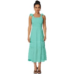 Teal Brick Texture Tie-strap Tiered Midi Chiffon Dress by artworkshop