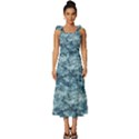 Texture Reef Pattern Tie-Strap Tiered Midi Chiffon Dress View1