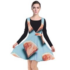 Watermelon Against Blue Surface Pattern Plunge Pinafore Dress by artworkshop