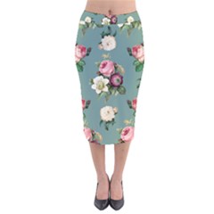 Victorian Floral Velvet Midi Pencil Skirt by fructosebat