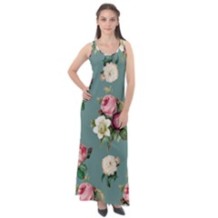 Victorian Floral Sleeveless Velour Maxi Dress by fructosebat