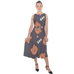 Bears! Midi Tie-back Chiffon Dress by fructosebat