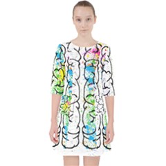 Brain-mind-psychology-idea-drawing Quarter Sleeve Pocket Dress by Jancukart