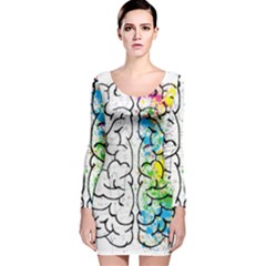 Brain-mind-psychology-idea-drawing Long Sleeve Velvet Bodycon Dress by Jancukart