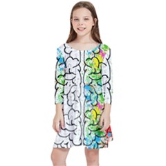 Brain-mind-psychology-idea-drawing Kids  Quarter Sleeve Skater Dress by Jancukart