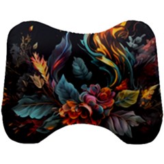 Flowers Flame Abstract Floral Head Support Cushion by Jancukart