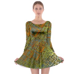 Art 3d Windows Modeling Dimension Long Sleeve Skater Dress by Ravend