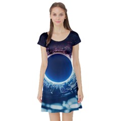 Artificial Intelligence Ai Short Sleeve Skater Dress by Ravend