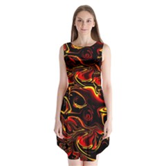 Modern Art Design Fantasy Surreal Orange Sleeveless Chiffon Dress   by Ravend