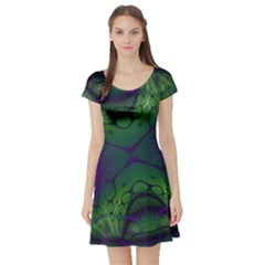 Abstract Art Fractal Short Sleeve Skater Dress by Ravend