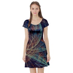 Fractal Abstract- Art Short Sleeve Skater Dress by Ravend