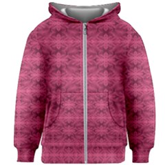 Elegant Pink Floral Geometric Pattern Kids  Zipper Hoodie Without Drawstring by dflcprintsclothing