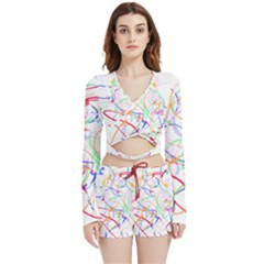 Abstract T- Shirt Abstract Art T- Shirt Velvet Wrap Crop Top And Shorts Set by maxcute