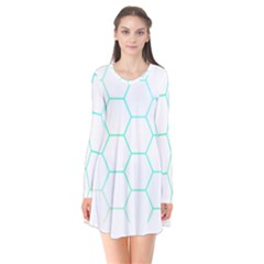 Abstract T- Shirt Honeycomb Pattern 4 Long Sleeve V-neck Flare Dress by maxcute