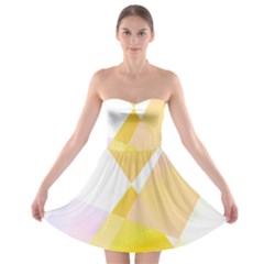 Abstract T- Shirt Yellow Chess Cell Abstract Pattern T- Shirt Strapless Bra Top Dress by maxcute