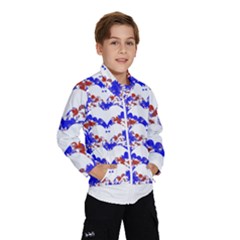 Bat Pattern T- Shirt White Bats And Bows Red Blue T- Shirt Kids  Windbreaker by maxcute