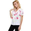 Batik T- Shirt Batik Flower Pattern T- Shirt Bow Sleeve Button Up Top View2