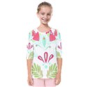 Batik T- Shirt Batik Flowers  Pattern T- Shirt Kids  Quarter Sleeve Raglan Tee View1