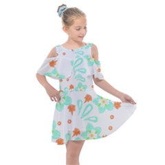 Batik T- Shirt Batik Flowers Pattern 15 Kids  Shoulder Cutout Chiffon Dress by maxcute