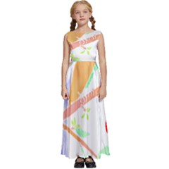 Birds Illustration T- Shirtbird T- Shirt (8) Kids  Satin Sleeveless Maxi Dress by maxcute