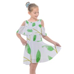 Boho Leaf Pattern T- Shirt Boho Leaf Pattern8 Kids  Shoulder Cutout Chiffon Dress by maxcute