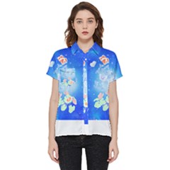 Butterflies T- Shirt Serenity Blue Floral Design With Butterflies T- Shirt Short Sleeve Pocket Shirt by maxcute