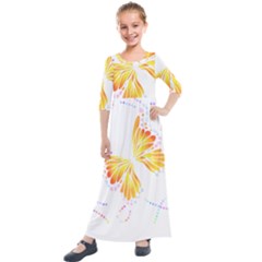 Butterfly Art T- Shirtbutterfly T- Shirt (5) Kids  Quarter Sleeve Maxi Dress by maxcute