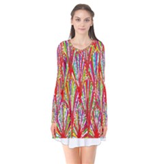 Colorful Design T- Shirt Bright Shells  T- Shirt Long Sleeve V-neck Flare Dress by maxcute