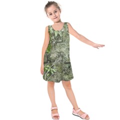 Old Stone Exterior Wall With Moss Kids  Sleeveless Dress by dflcprintsclothing