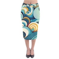 Waves Velvet Midi Pencil Skirt by fructosebat