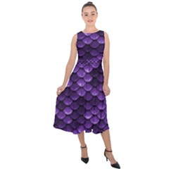 Purple Scales! Midi Tie-back Chiffon Dress by fructosebat