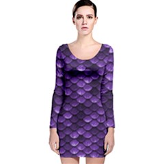 Purple Scales! Long Sleeve Velvet Bodycon Dress by fructosebat