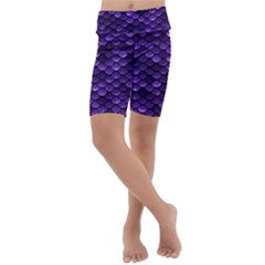 Purple Scales! Kids  Lightweight Velour Cropped Yoga Leggings by fructosebat