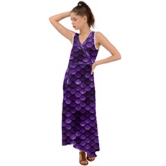 Purple Scales! V-neck Chiffon Maxi Dress by fructosebat