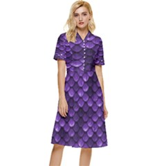 Purple Scales! Button Top Knee Length Dress by fructosebat