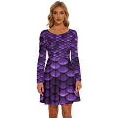 Purple Scales! Long Sleeve Wide Neck Velour Dress by fructosebat