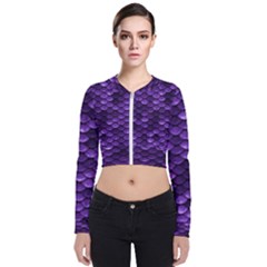 Purple Scales! Long Sleeve Zip Up Bomber Jacket by fructosebat