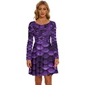 Purple Scales! Long Sleeve Wide Neck Velour Dress View1