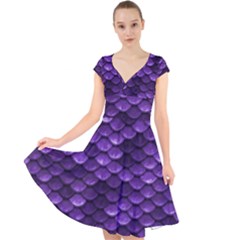 Purple Scales! Cap Sleeve Front Wrap Midi Dress by fructosebat