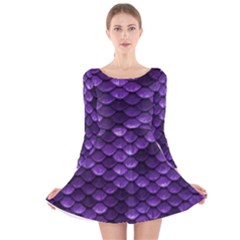 Purple Scales! Long Sleeve Velvet Skater Dress by fructosebat