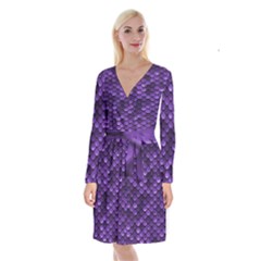 Purple Scales! Long Sleeve Velvet Front Wrap Dress by fructosebat